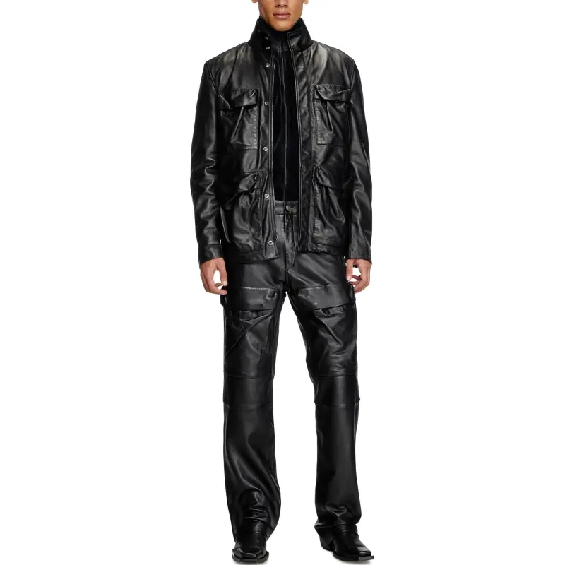 DIESEL P Gast Leather Trousers-3