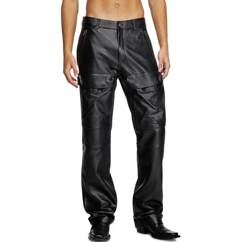 DIESEL P Gast Leather Trousers-1