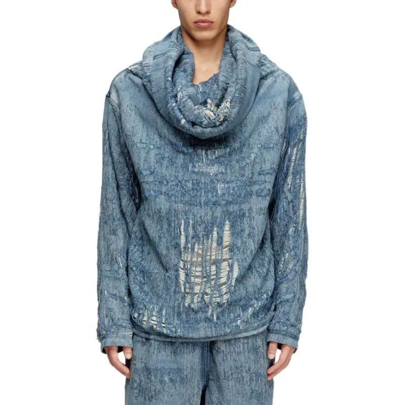DIESEL Ripped Denim Sweatshirt-1