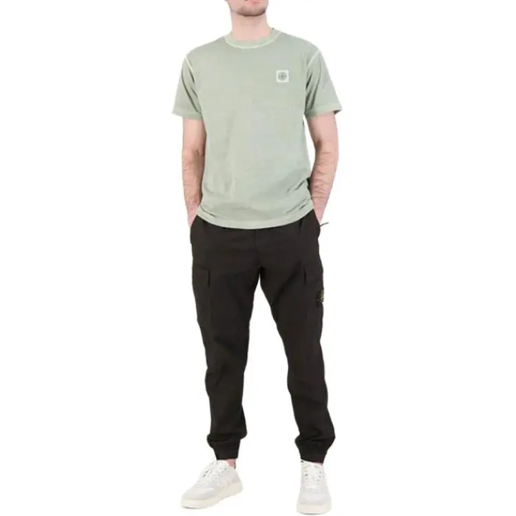 STONE ISLAND Organic Cotton Fissato Effect T shirt-4