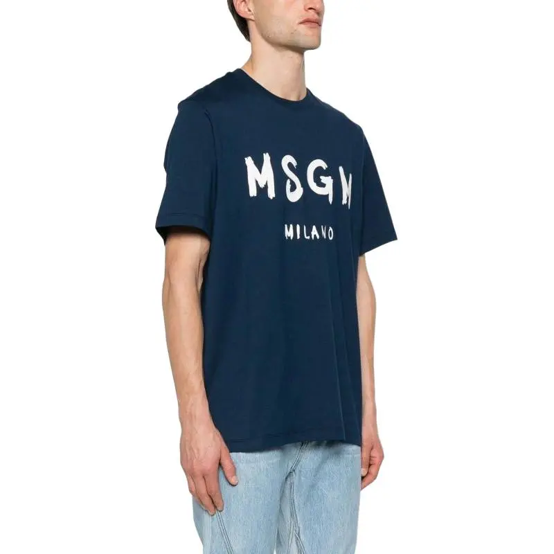 MSGM Logo Printed Crewneck T Shirt-3