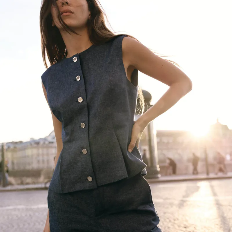 ZARA Vests Women's Light Indigo-2