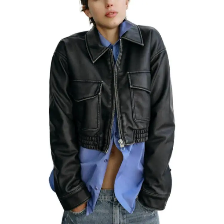 ZARA Cropped Coats Women's Dark Gray-3