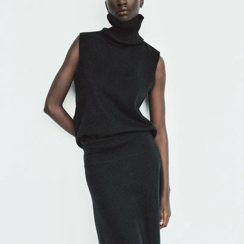 ZARA Tank Tops Women's Black-4