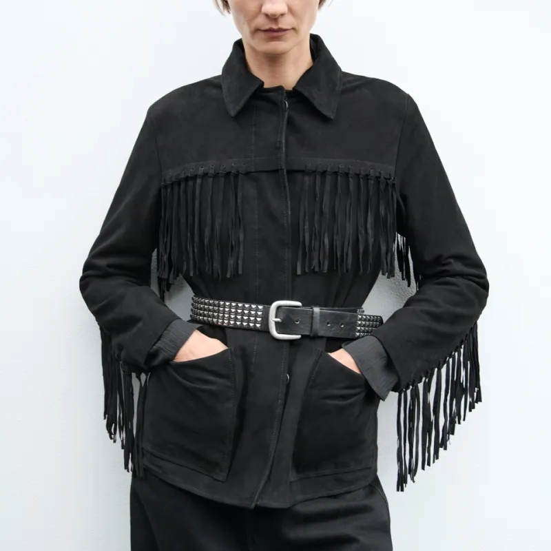 ZARA ZW Series Leather Jacket Women's Black-2