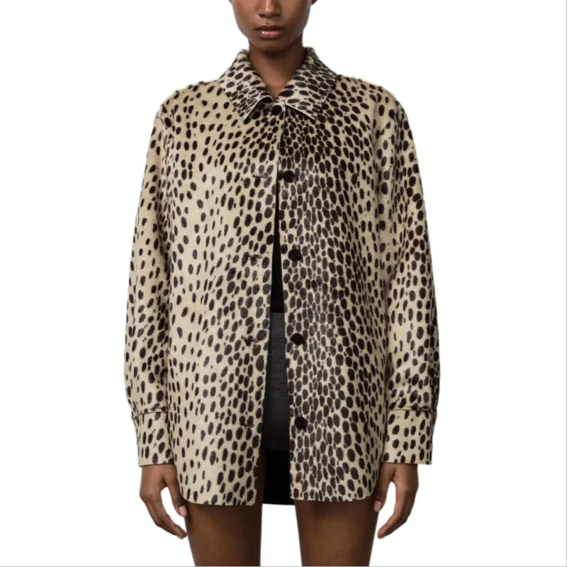 ZARA Trf Jackets Coats Women's Leopard Print-4