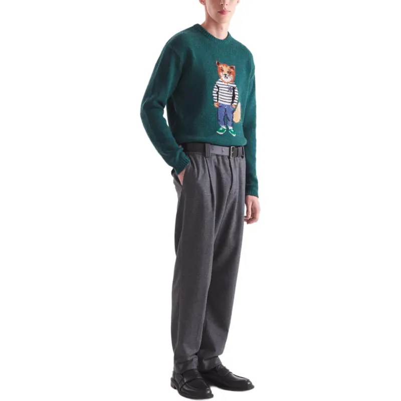 Maison Kitsune Dressed Fox Intarsia Crewneck Jumper-4