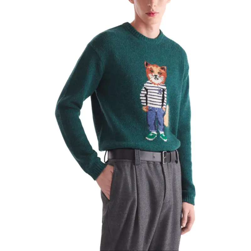 Maison Kitsune Dressed Fox Intarsia Crewneck Jumper-2