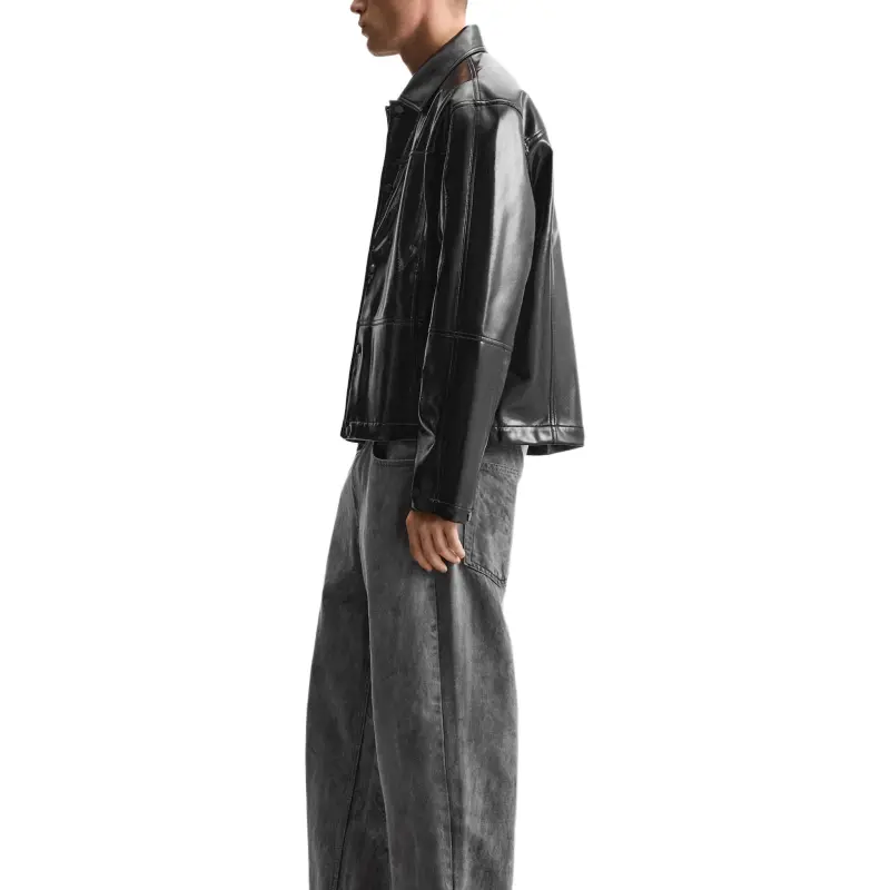 ZARA Leather Jacket Men's Black-2