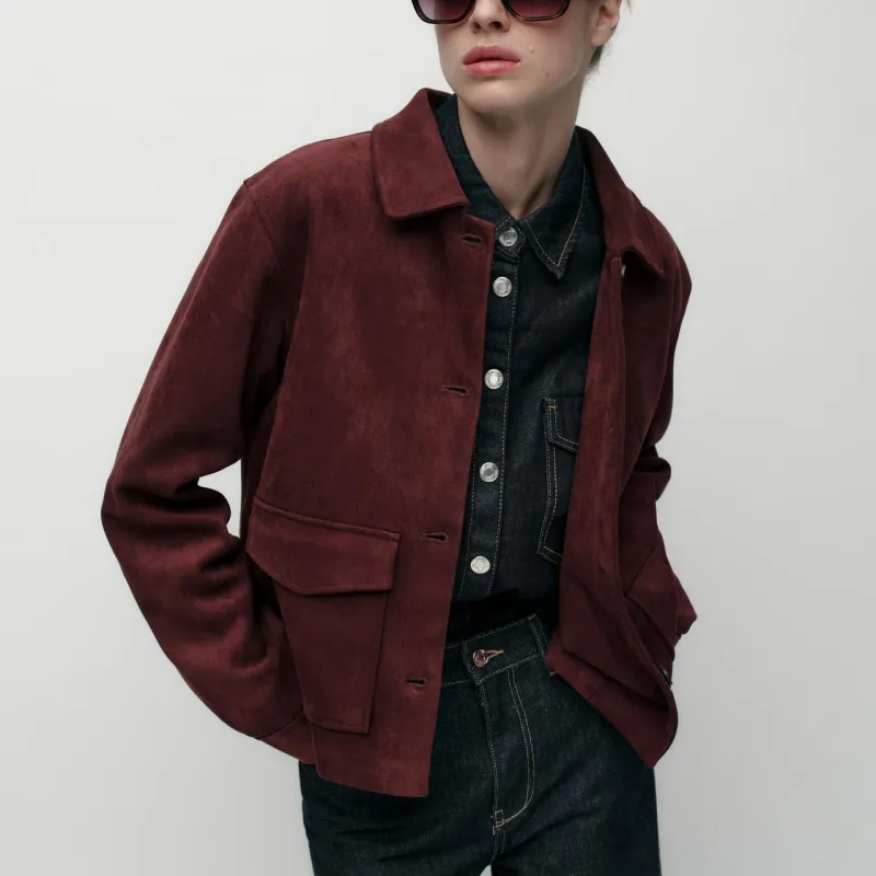 ZARA Jackets Coats Women's Burgundy-2