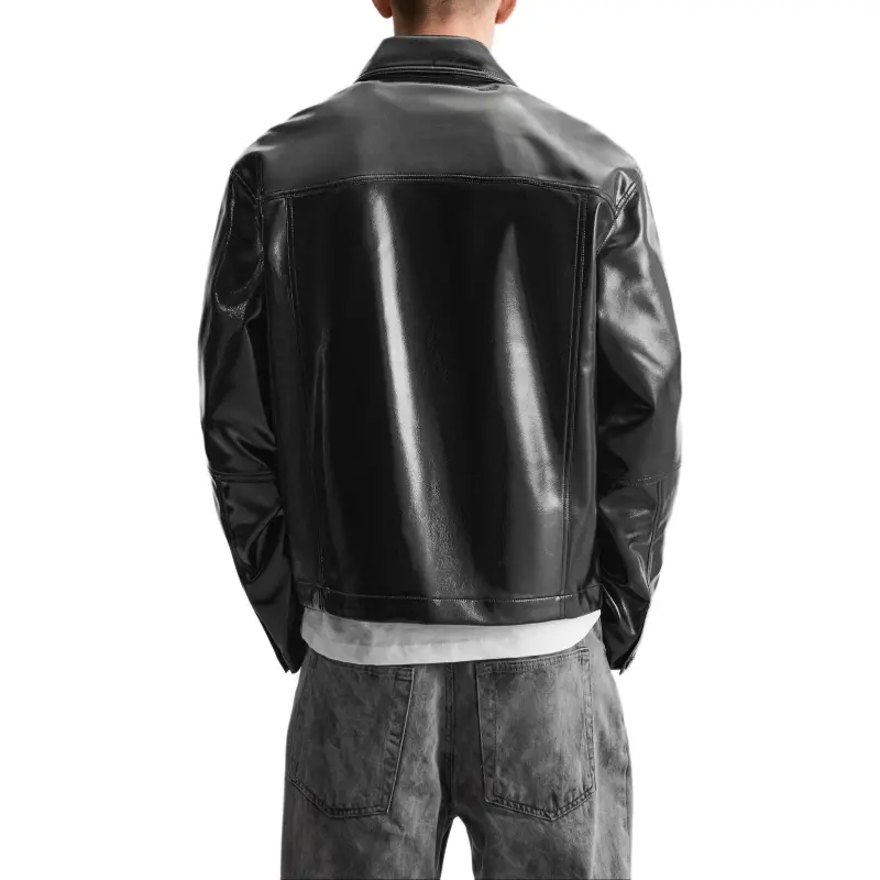 ZARA Leather Jacket Men's Black-5