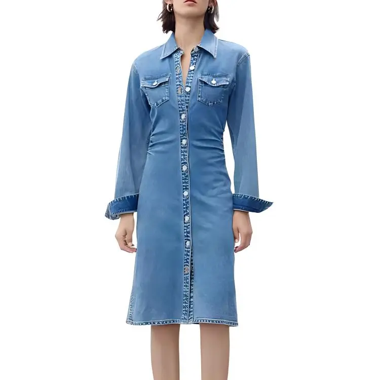 MOCO Long Sleeved Dresses Women's Denim Blue-4