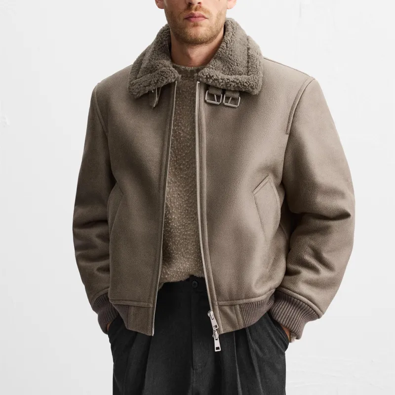 ZARA Leather Jacket Men's Light Green-2