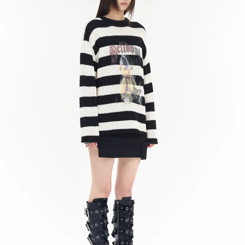 WE11DONE Punk Teddy Striped Jumper-2