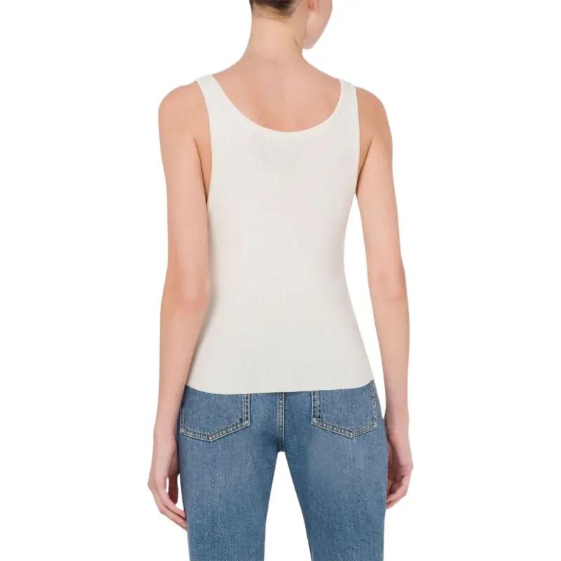 MOSCHINO M Logo Plaque Ribbed Tank Top-1
