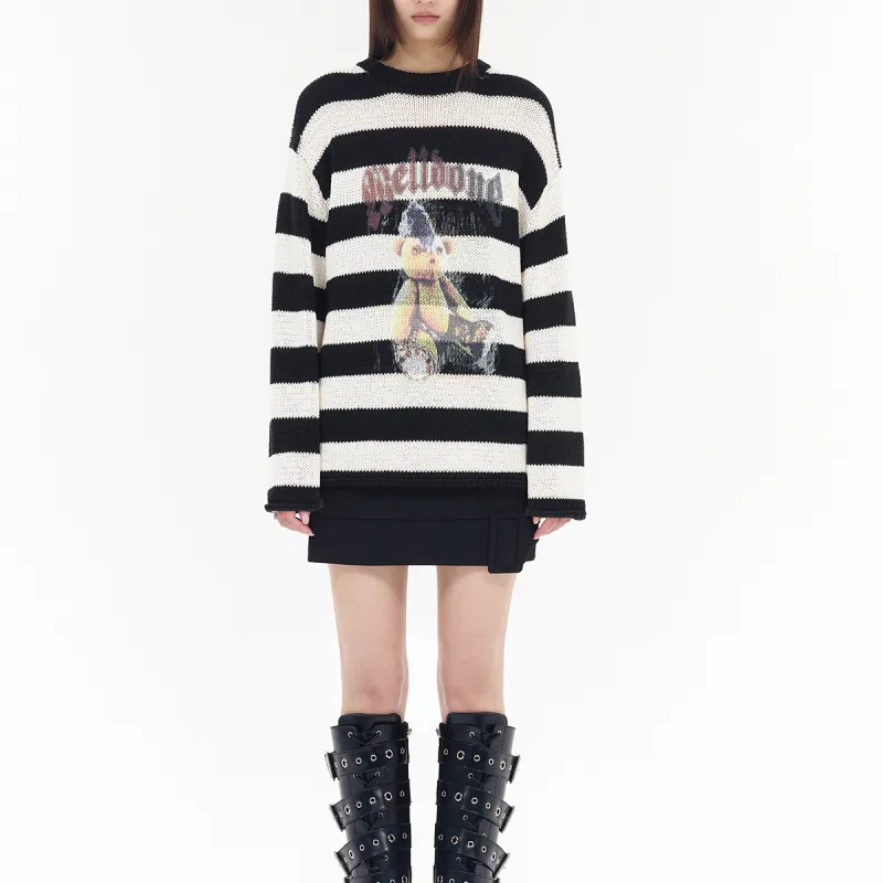 WE11DONE Punk Teddy Striped Jumper-3