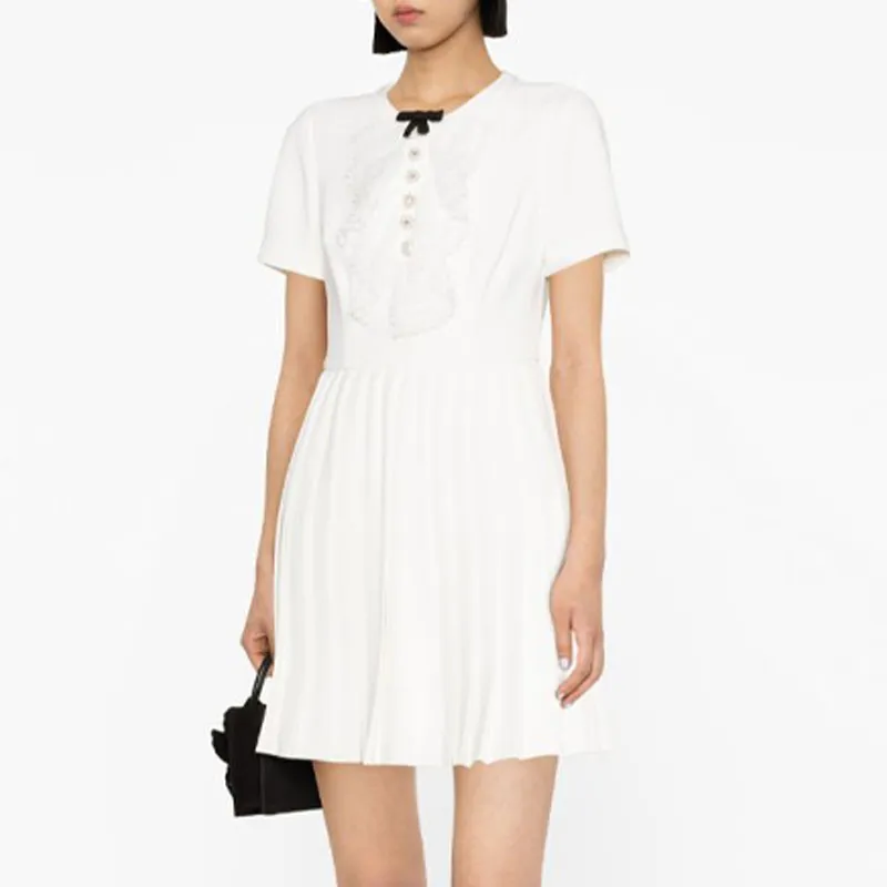 Self portrait Bow detail Pleated Minidress-4