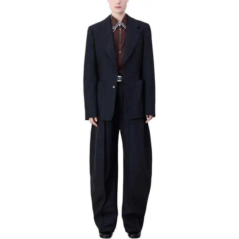Lemaire Single Breasted Fitted Tailored Jacket 'Caviar'-2