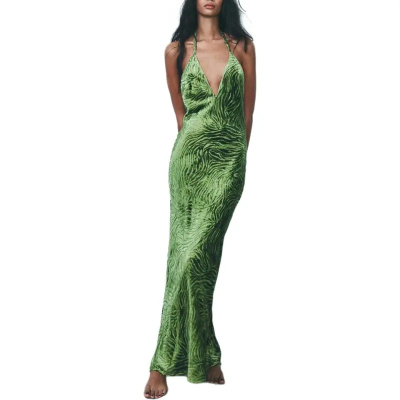 ZARA Slip Dresses Women's Green-3