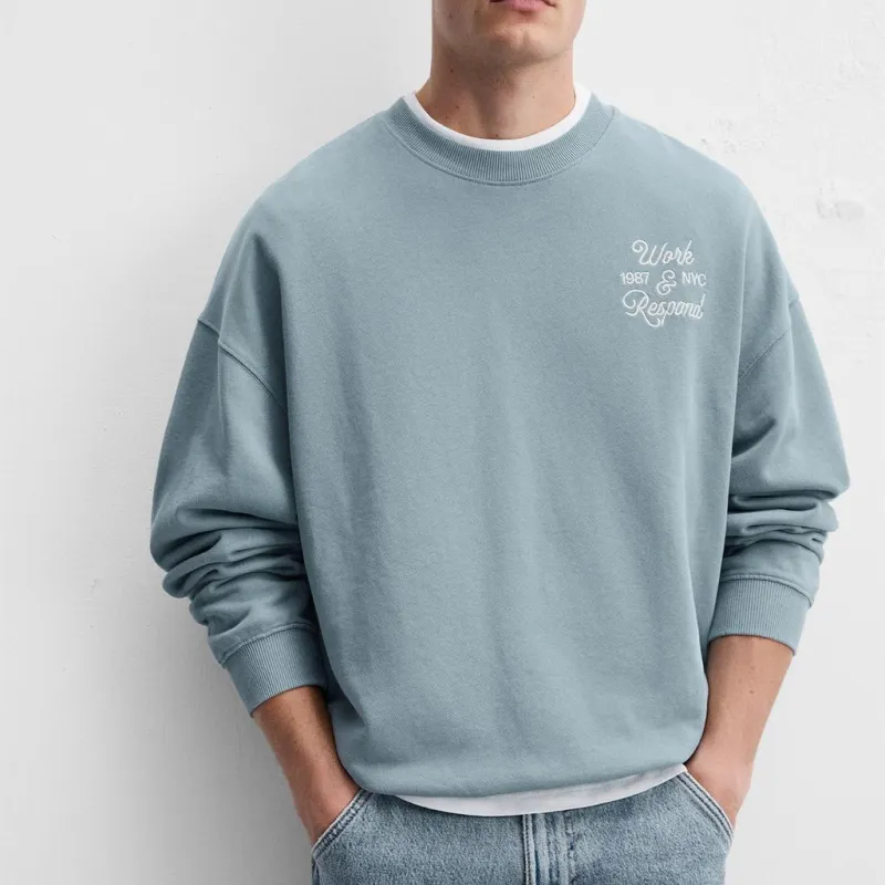 ZARA Sweatshirts Men Sky Blue-2