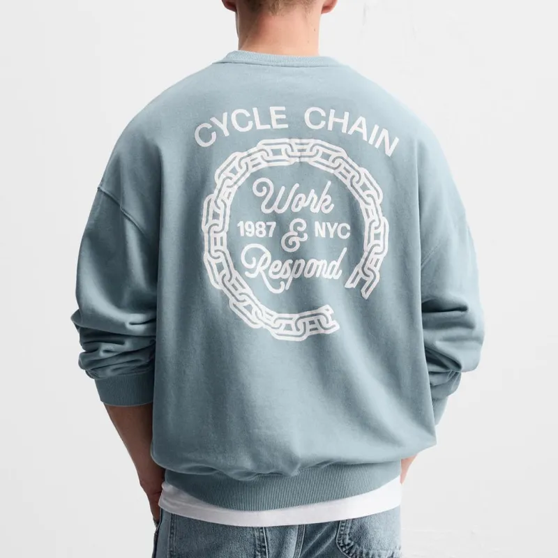 ZARA Sweatshirts Men Sky Blue-4