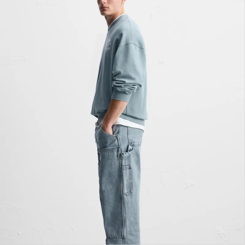 ZARA Sweatshirts Men Sky Blue-5