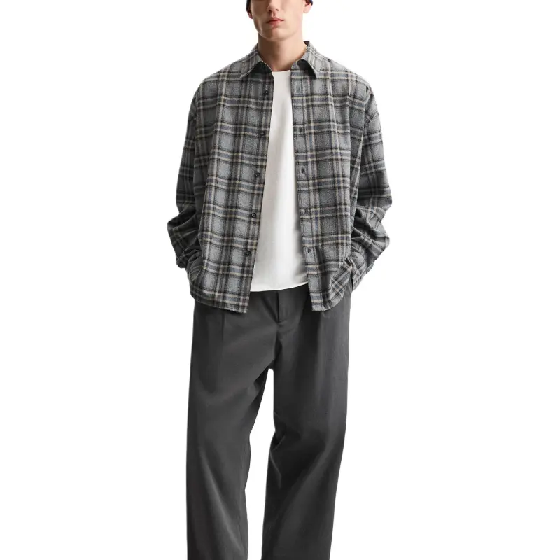 ZARA Shirt Men's Gray/Brown Yellow-5