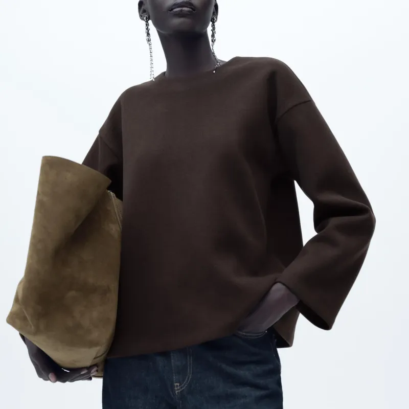 ZARA Sweatshirt Women's Dark Brown-2