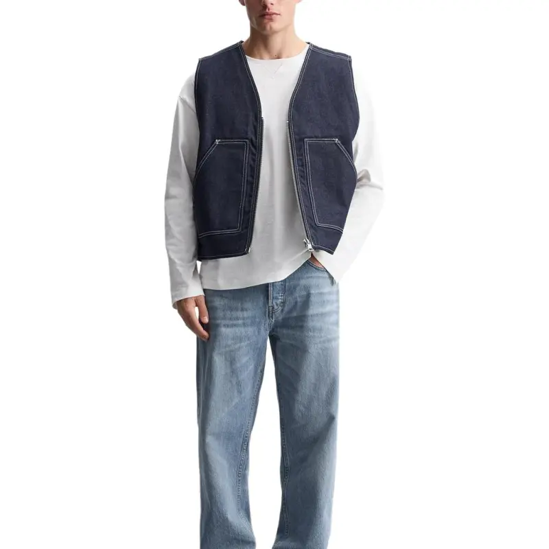 ZARA Vests Men Blue-4
