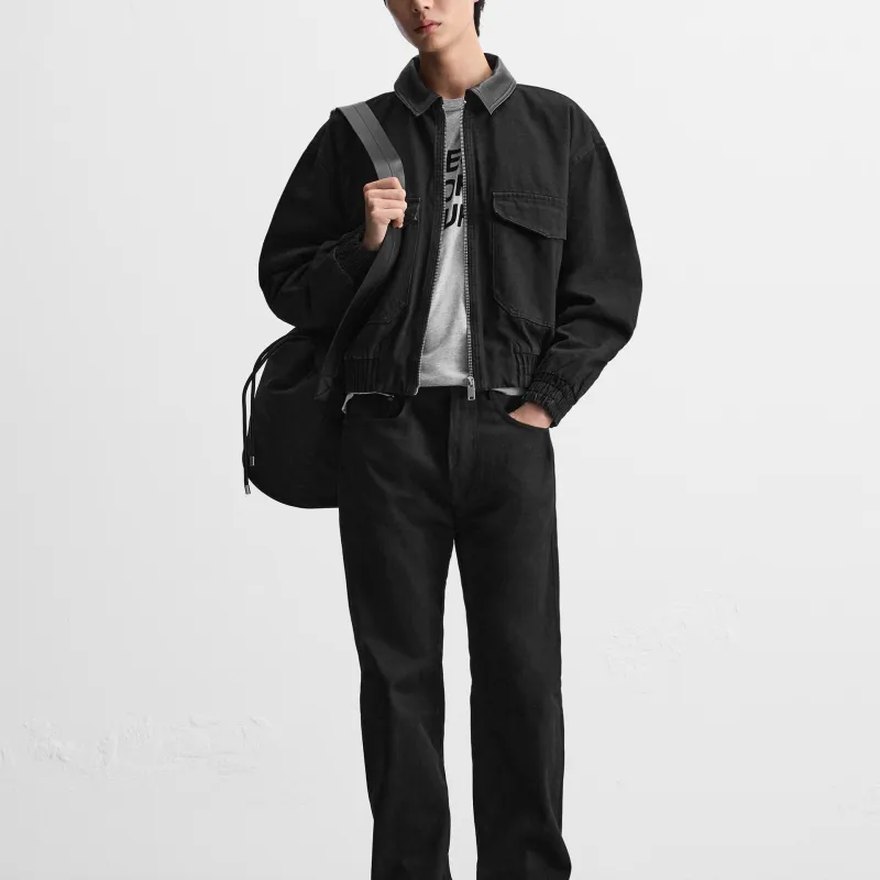 ZARA Denim Jackets Men Black-3