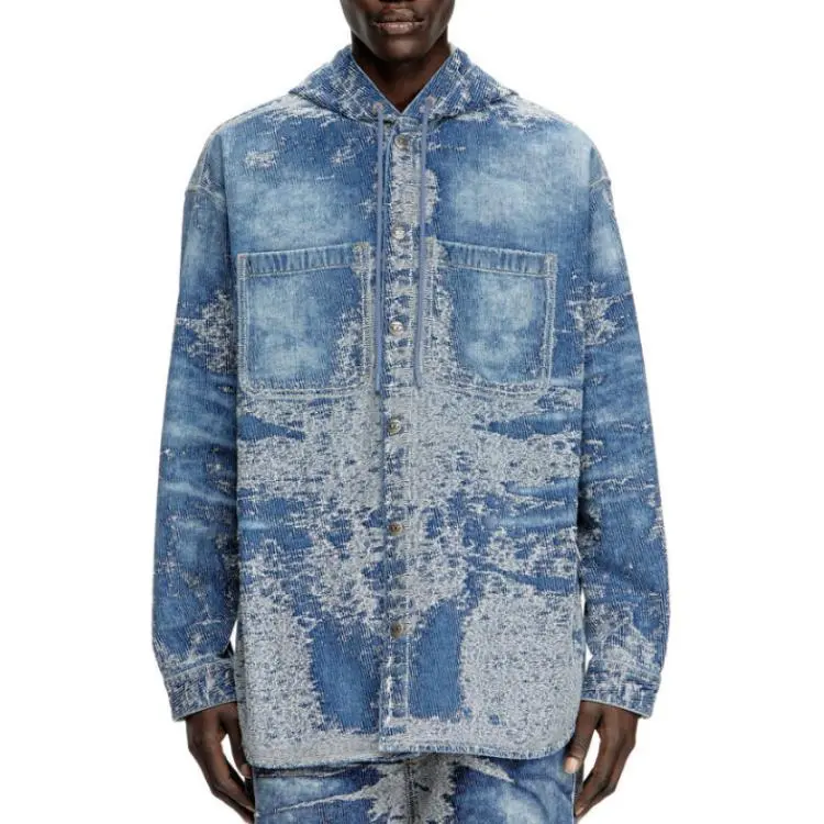 DIESEL D Dewny Hood Distressed Denim Jacket-2