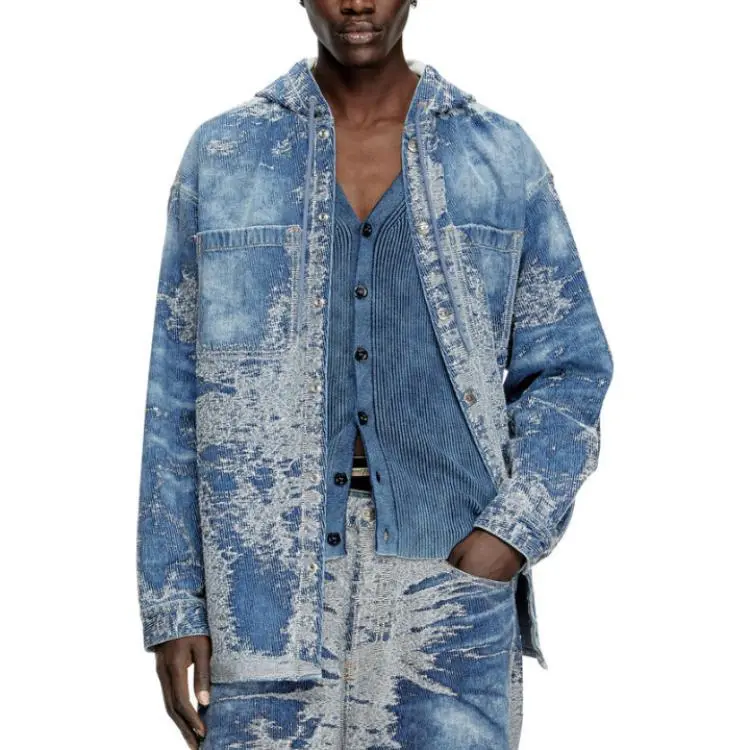 DIESEL D Dewny Hood Distressed Denim Jacket-4