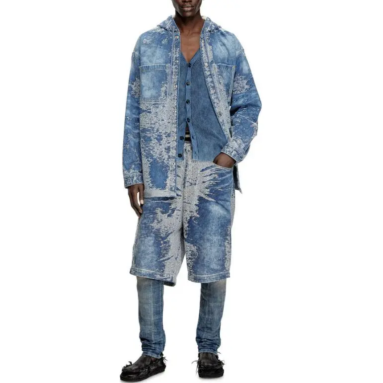 DIESEL D Dewny Hood Distressed Denim Jacket-3