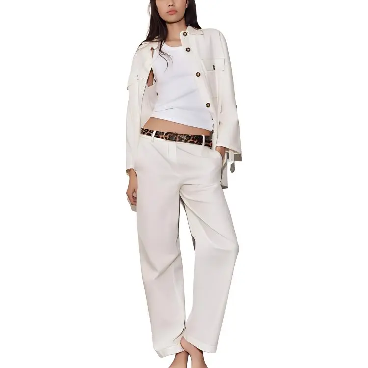 ZARA Casual Pants Women's Raw White-3