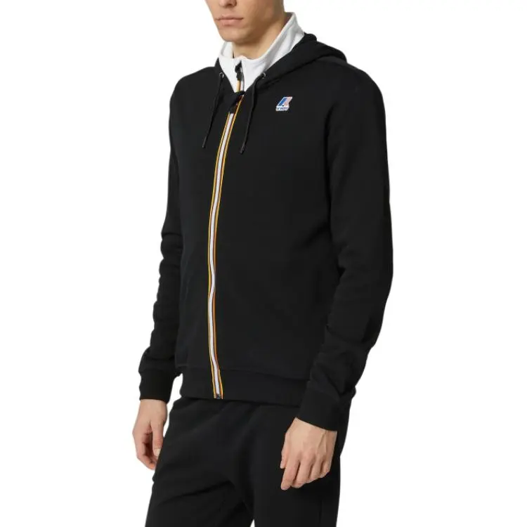 K WAY Logo patch Drawstring Hoodie-3