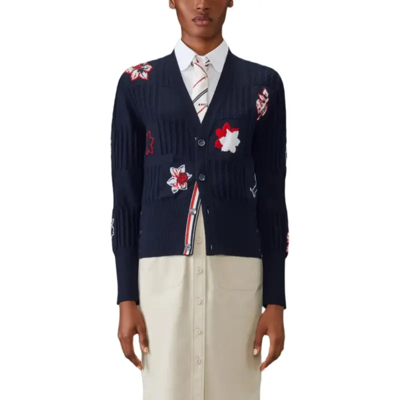 THOM BROWNE Hector Floral Intarsia knit Cardigan-2