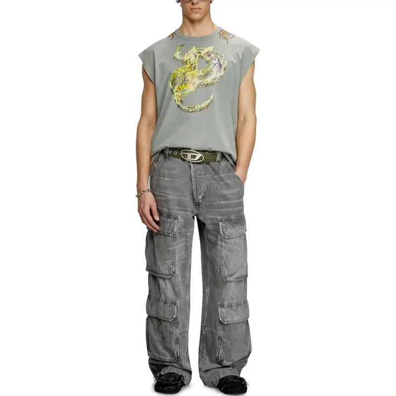 DIESEL T Boxt Sl R1 Tattoo Graphic Printed Tank Top-2