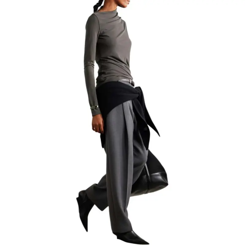 TOTEME Draped Asymmetric Neck Long Sleeved Top-2