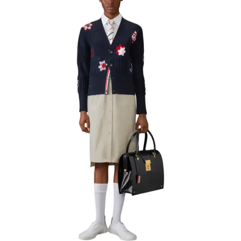 THOM BROWNE Hector Floral Intarsia knit Cardigan-3