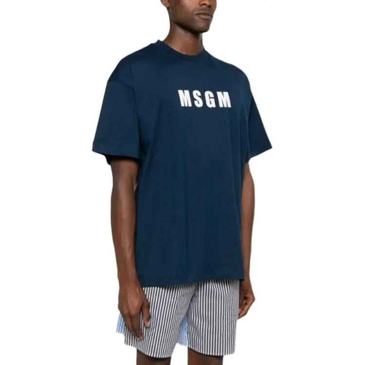 MSGM T Shirts Men Marine Blue-3