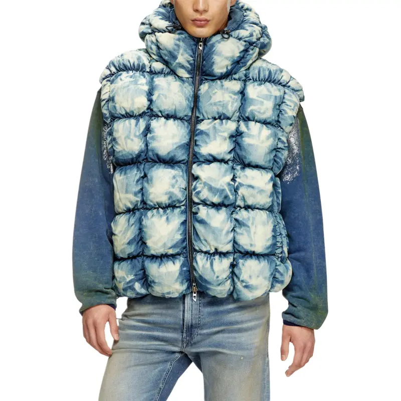 DIESEL W Thys Tie Dyed Denim Puffer Vest-3