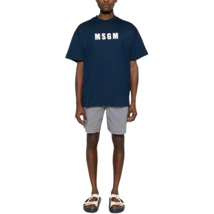MSGM T Shirts Men Marine Blue-2