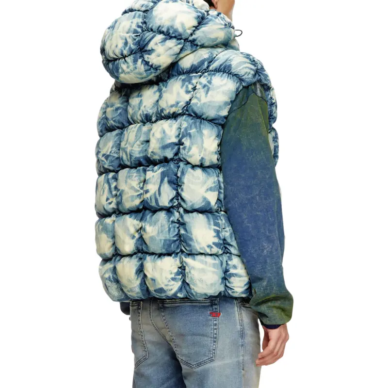 DIESEL W Thys Tie Dyed Denim Puffer Vest-1
