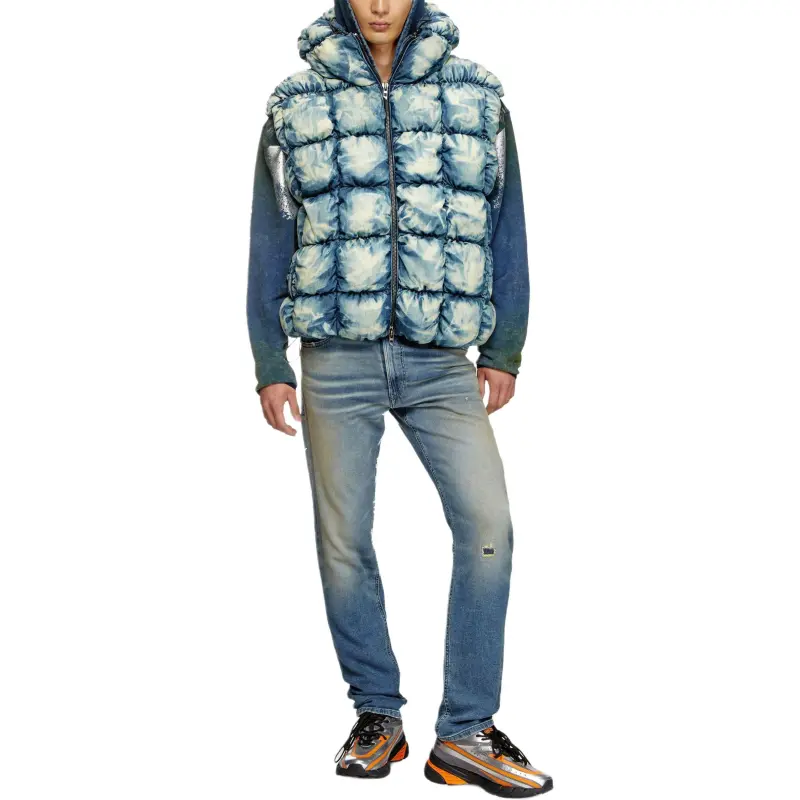 DIESEL W Thys Tie Dyed Denim Puffer Vest-2