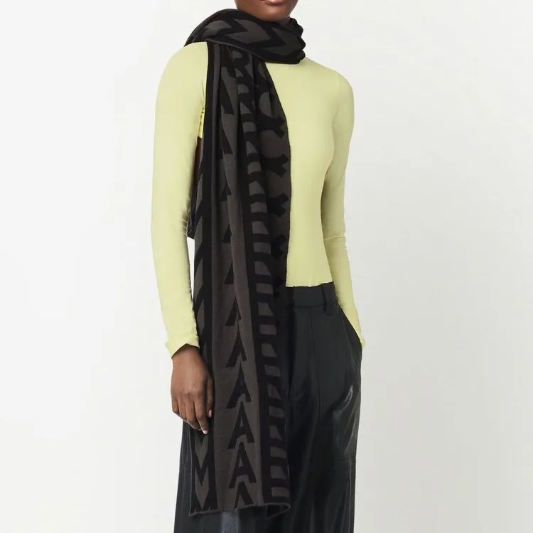 MARC JACOBS Monogram Patterned Knitted Scarf-1