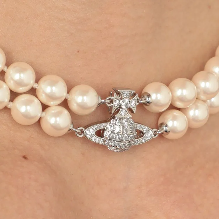 Vivienne Westwood Brass, Pearl Necklaces Women's Silver-4