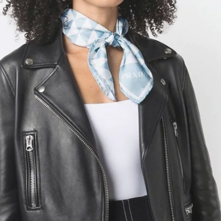 PRADA Triangle-logo Twill Scarf-2