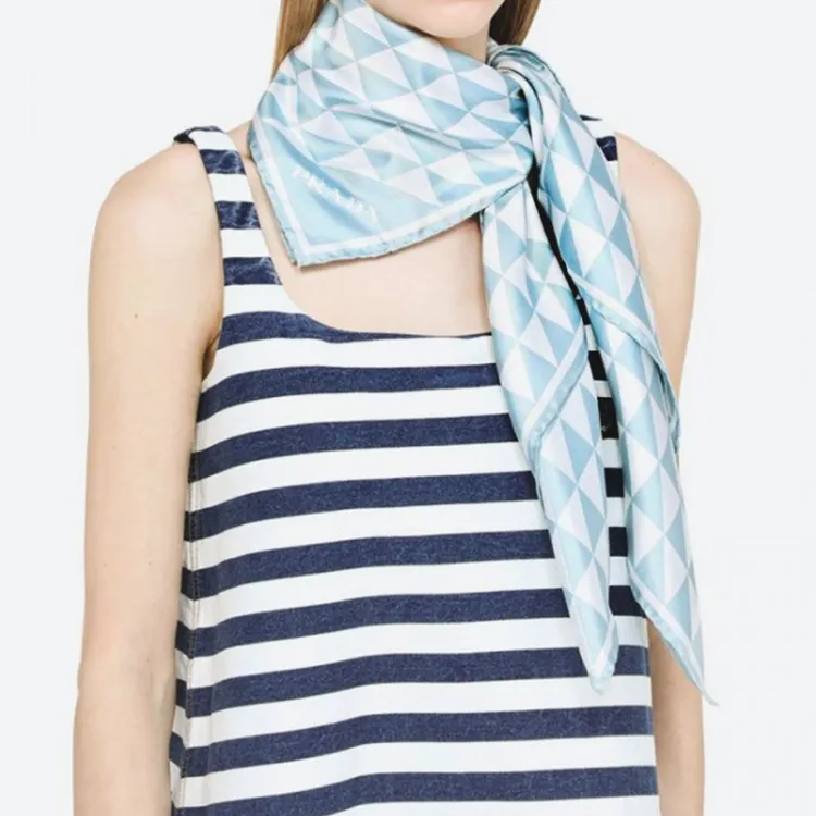 PRADA Triangle-logo Twill Scarf-3