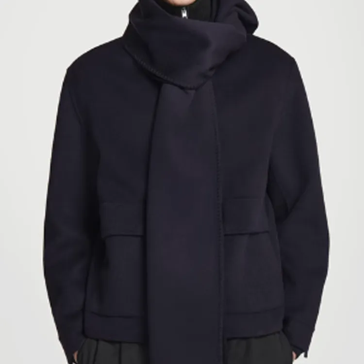 COS Wool Blend Wool Lyocell Knit Scarves Men's Navy Blue-1