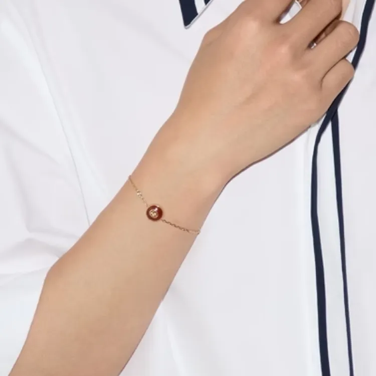 GUCCI 18K Gold Red Agate Bracelets Unisex Gold-3